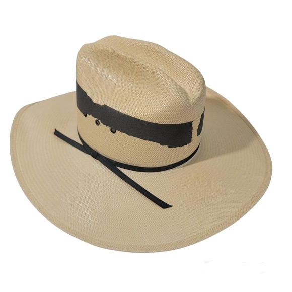 Larry Mahan Accessories - Larry Mahan The Corral By Milano Hat Tan Bandido 100% Straw Hat 6/8-55 Long Oval